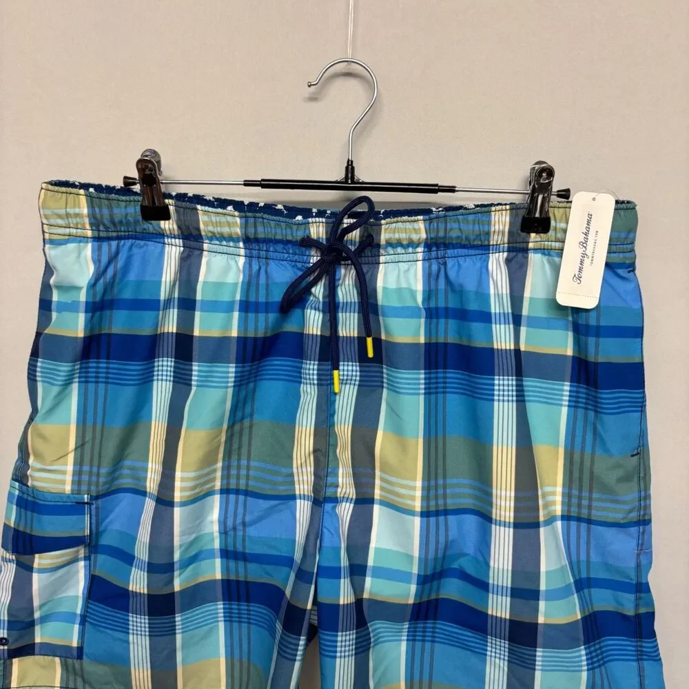 NWT Tommy Bahama Men Naple Riviera Madras Swim Shorts Trunks XL X-Large C137 -25